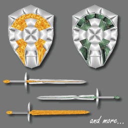 3d flame and Water shields and swords ( rwx free )